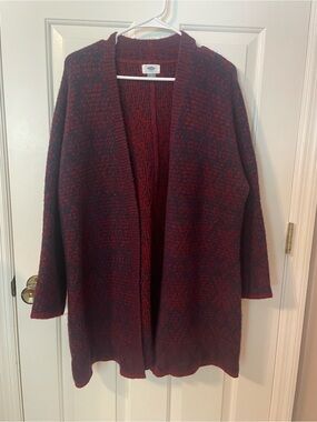 Cozy Open-Front Burgundy Patterned Women's Cardigan Sweater
